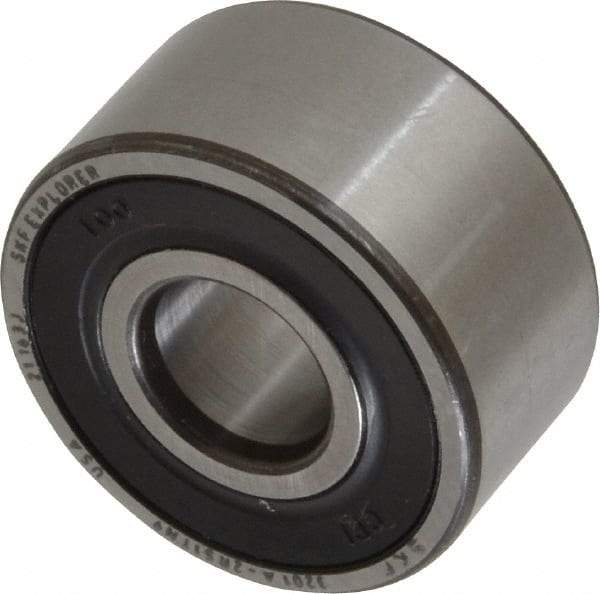 SKF - 12mm Bore Diam, 32mm OD, Double Seal Angular Contact Radial Ball Bearing - 15.9mm Wide, 2 Rows, Round Bore, 5,600 Lb Static Capacity, 10,100 Lb Dynamic Capacity - Benchmark Tooling