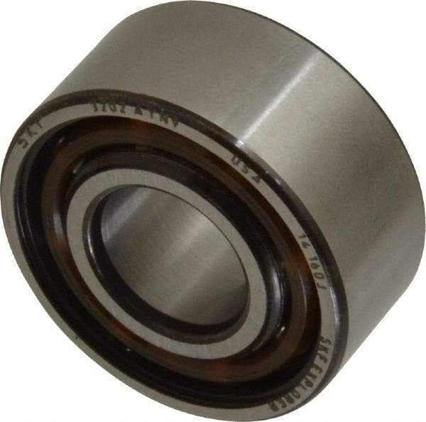 SKF - 15mm Bore Diam, 35mm OD, Open Angular Contact Radial Ball Bearing - 15.9mm Wide, 2 Rows, Round Bore, 6,700 Lb Static Capacity, 11,200 Lb Dynamic Capacity - Benchmark Tooling