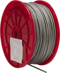 Value Collection - 1/8" x 3/32" Diam, Aircraft Cable - 920 Lb Breaking Strength, 7 x 7 Strand Core, Vinyl Coating - Benchmark Tooling