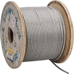 Value Collection - 1/4" x 3/16" Diam, Aircraft Cable - 4,200 Lb Breaking Strength, 7 x 19 Strand Core, Vinyl Coating - Benchmark Tooling