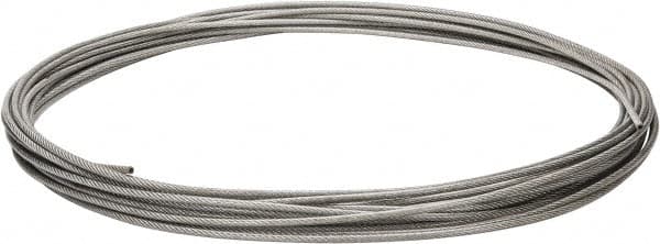 Value Collection - 1/4" x 3/16" Diam, Aircraft Cable - 4,200 Lb Breaking Strength, 7 x 19 Strand Core, Vinyl Coating - Benchmark Tooling