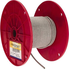 Value Collection - 3/16" x 1/8" Diam, Aircraft Cable - 2,000 Lb Breaking Strength, 7 x 19 Strand Core, Vinyl Coating - Benchmark Tooling