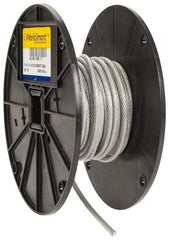 Value Collection - 3/16" x 1/8" Diam, Aircraft Cable - 2,000 Lb Breaking Strength, 7 x 19 Strand Core, Vinyl Coating - Benchmark Tooling