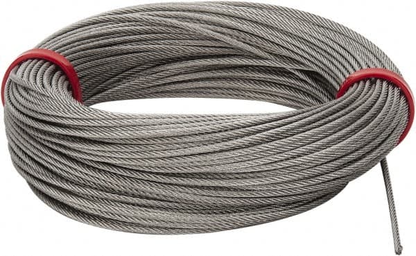 Value Collection - 1/16" Diam, Aircraft Cable - 480 Lb Breaking Strength, 7 x 7 Strand Core - Benchmark Tooling