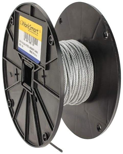 Value Collection - 1/8" Diam, Aircraft Cable - 1,760 Lb Breaking Strength, 7 x 19 Strand Core - Benchmark Tooling