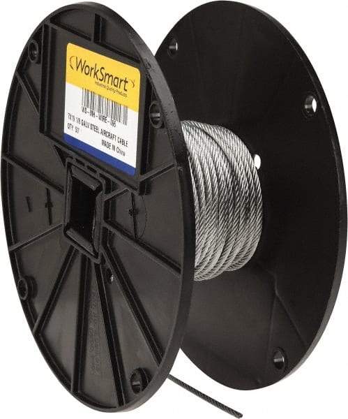 Value Collection - 1/8" Diam, Aircraft Cable - 1,760 Lb Breaking Strength, 7 x 19 Strand Core - Benchmark Tooling