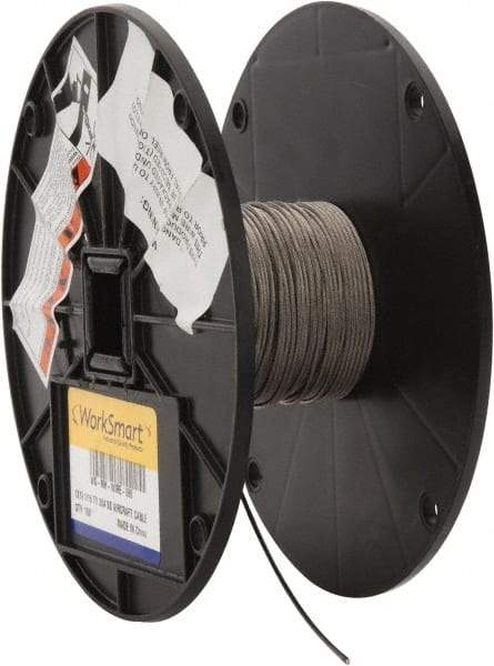 Value Collection - 1/16" Diam, Aircraft Cable - 500 Lb Breaking Strength, 1 x 19 Single Strand - Benchmark Tooling