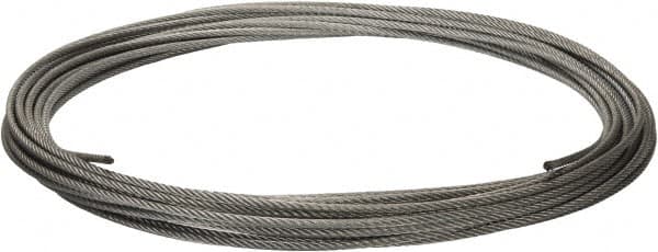 Value Collection - 1/4" Diam, Galvanized Steel Wire Rope - 7,000 Lb Breaking Strength, 7 x 19 Strand Core - Benchmark Tooling