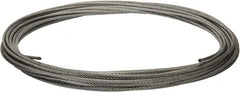 Value Collection - 1/4" Diam, Galvanized Steel Wire Rope - 7,000 Lb Breaking Strength, 7 x 19 Strand Core - Benchmark Tooling