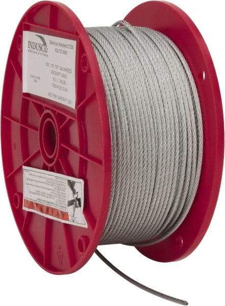 Value Collection - 1/8" Diam, Aircraft Cable - 1,700 Lb Breaking Strength, 7 x 7 Strand Core - Benchmark Tooling