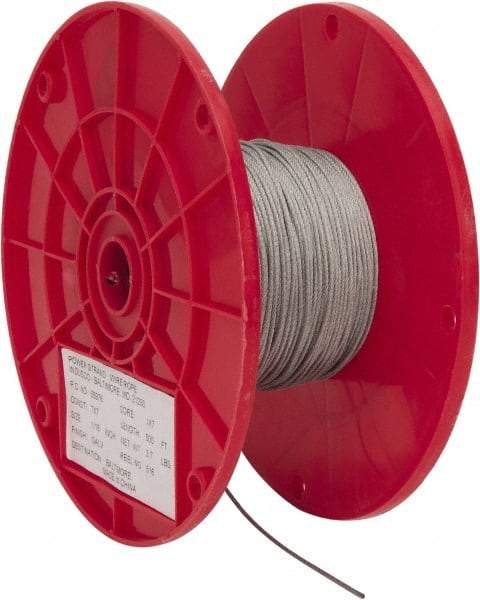 Value Collection - 1/16" Diam, Aircraft Cable - 480 Lb Breaking Strength, 7 x 7 Strand Core - Benchmark Tooling