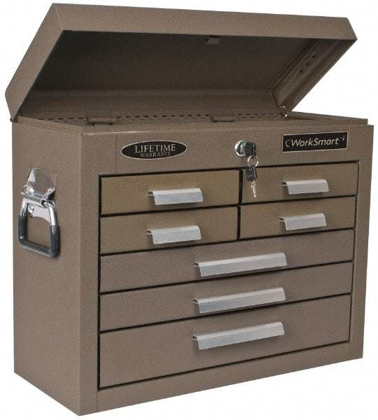 Value Collection - 7 Drawer Tool Chest - 20" Wide x 8-1/2" Deep x 16-3/4" High, Steel, Brown - Benchmark Tooling