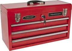 Value Collection - 3 Drawer Portable Tool Chest - 20-1/2" Wide x 8-5/8" Deep x 11-7/8" High, Steel, Red/Brown - Benchmark Tooling