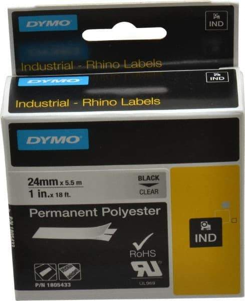 Dymo - 1" Wide x 216" Long, Clear Polyester Label Printer Cartridge - For RHINO 6000, 6500 - Benchmark Tooling