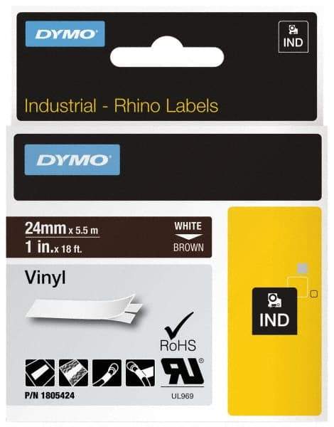 Dymo - 1" Wide x 216" Long, Brown Vinyl Label Printer Cartridge - For RHINO 6000, 6500 - Benchmark Tooling