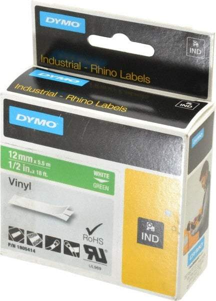 Dymo - 5" Wide x 216" Long, Green Vinyl Label Printer Cartridge - For RHINO 1000, 3000, 4200, 5000, 5200,6000, 6500 - Benchmark Tooling