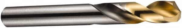 DORMER - 12mm 135° Spiral Flute High Speed Steel Screw Machine Drill Bit - Bright Finish, Right Hand Cut, 51mm Flute Length, 102mm OAL, Split Point, Straight Shank - Benchmark Tooling