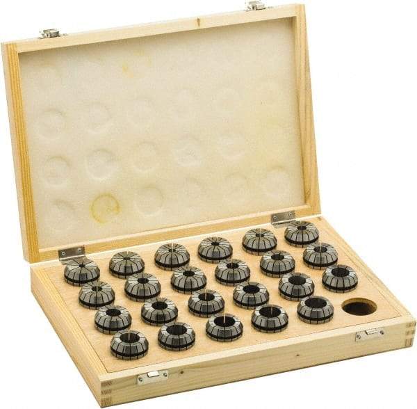 Parlec - 20 Piece, 1/4" to 1" Capacity, ER Collet Set - 0.0002" TIR, Series ER40 - Exact Industrial Supply