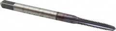 Cleveland - #4-40 UNC 2B 3 Flute TiCN Finish High Speed Steel Straight Flute Standard Hand Tap - Plug, Right Hand Thread, 0.31" Thread Length, H2 Limit, Oversize - Exact Industrial Supply