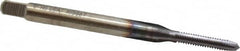 Cleveland - #2-56 UNC 2B 3 Flute TiCN Finish High Speed Steel Straight Flute Standard Hand Tap - Plug, Right Hand Thread, 0.44" Thread Length, H2 Limit, Oversize - Exact Industrial Supply