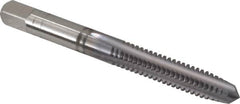 Cleveland - 1/4-20 UNC 2B 4 Flute TiCN Finish High Speed Steel Straight Flute Standard Hand Tap - Plug, Right Hand Thread, 0.63" Thread Length, H3 Limit, Oversize - Exact Industrial Supply