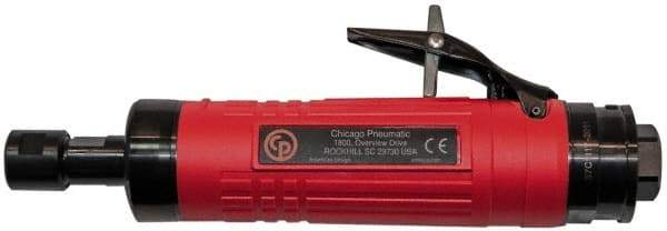 Chicago Pneumatic - 1/4" Collet, Straight Handle, Straight Air Die Grinder - 24,000 RPM, Rear Exhaust, 31.79 CFM, 0.8 hp, 6.21 bar, 3/8 BSP - Benchmark Tooling