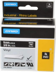 Dymo - 3/8" Wide x 216" Long, Black Vinyl Label Printer Cartridge - For RHINO 1000, 3000, 4200, 5000, 5200,6000, 6500 - Benchmark Tooling