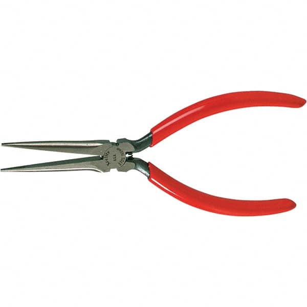 Xcelite - 1-11/16" OAL, 1-23/32" Jaw Length x 15/32" Jaw Width, Long Needle Nose Pliers - Serrated Jaw, Heavy Duty Plastic Dipped Handle - Benchmark Tooling