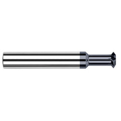 Double Angle Shank Cutters - 0.2500″ (1/4″) Cutter Diameter × 0.0100″ Radius × 0.1330″ Width × 0.3120″ (5/16″) Neck Length Carbide Double Angle Shank Cutter, 4 Flutes, AlTiN Coated