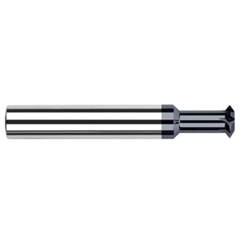 Double Angle Shank Cutters - 0.2500″ (1/4″) Cutter Diameter × 0.0050″ Radius × 0.1290″ Width × 1.0000″ (1″) Neck Length Carbide Double Angle Shank Cutter, 4 Flutes, AlTiN Coated