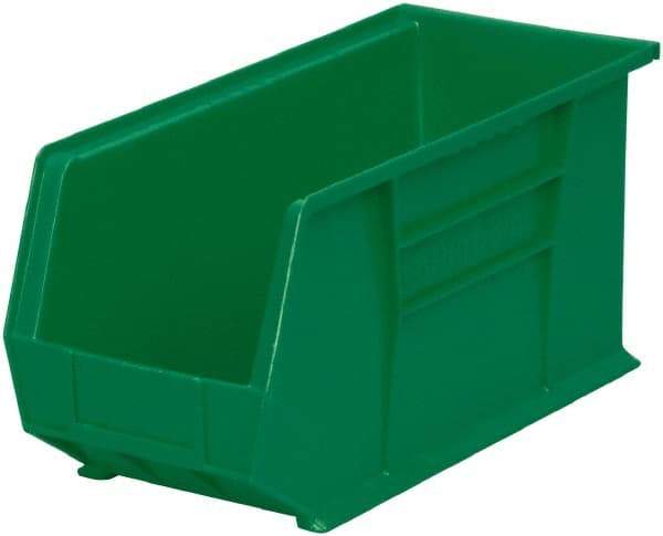 Akro-Mils - 60 Lb. Load Capacity, 18" Deep, Green Polymer Hopper Stacking Bin - 9" High x 8-1/4" Wide x 18" Long - Benchmark Tooling