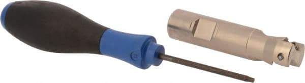 Seco - 7/8" Cut Diam, 0.433" Max Depth of Cut, 3/4" Shank Diam, 3.38" OAL, Indexable Square Shoulder End Mill - XO.X 1204 Inserts, Weldon Shank, 90° Lead Angle, Through Coolant, Series Super Turbo - Benchmark Tooling