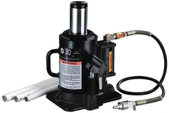 Omega Lift Equipment - 30 Ton Capacity Air-Actuated Bottle Jack - 11" to 18" High, 7" Piston Stroke, 2-1/2" Plunger Diam, 8-1/4" Wide Base - Benchmark Tooling
