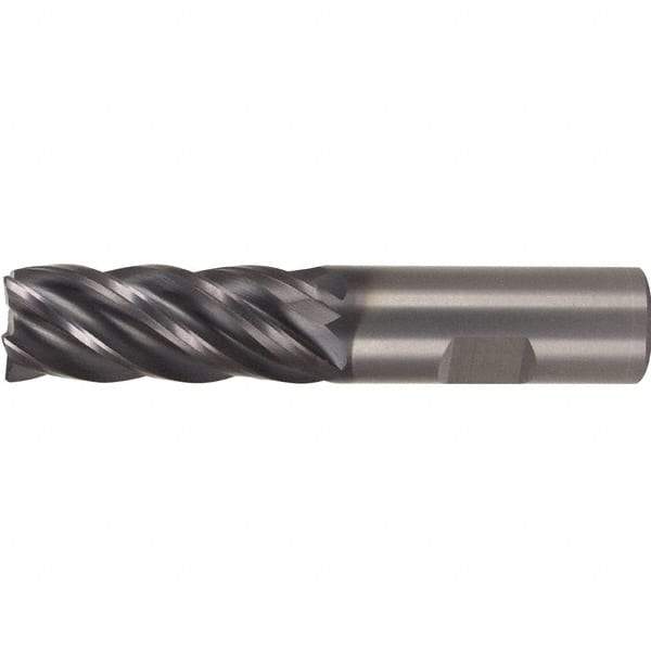 Kennametal - 3/4", 5 Flute, Single End, Solid Carbide, 0.12" Corner Radius End Mill - 4" OAL, 38° Helix, Right Hand Flute, 1-5/8" LOC, Right Hand Cut - Benchmark Tooling