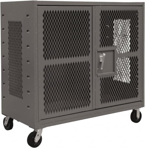Durham - 2,000 Lb Capacity, 4-Sided Steel Mesh Stock Truck - 36" Long x 72" Wide x 57-3/16" High, Phenolic Wheels - Benchmark Tooling