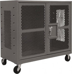 Durham - 2,000 Lb Capacity, 4-Sided Steel Mesh Stock Truck - 36" Long x 72" Wide x 57-3/16" High, Phenolic Wheels - Benchmark Tooling