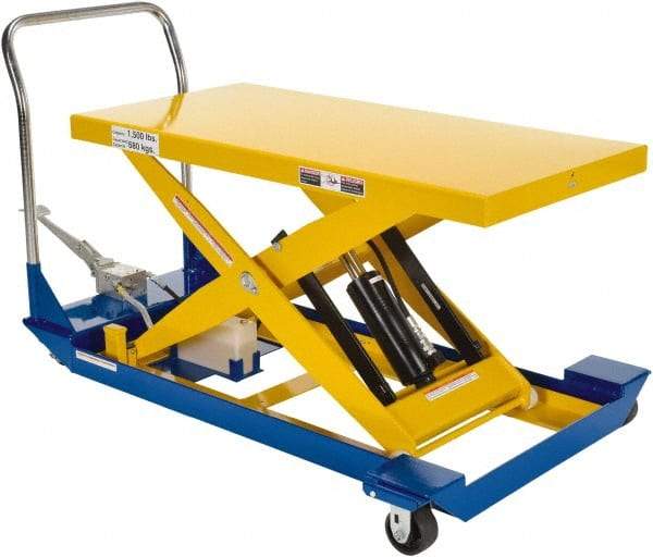 Vestil - 1,500 Lb Capacity Manual Scissor Lift - 9" to 42-1/2" Lift Height, 48" Platform Length x 24" Platform Width - Benchmark Tooling