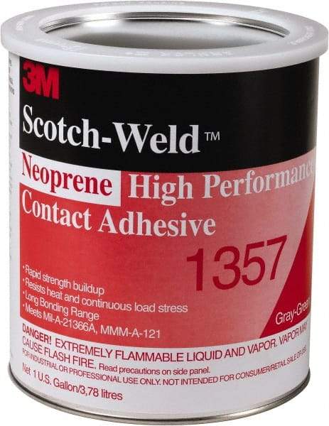 3M - 1 Gal Can Light Yellow Contact Adhesive - Series 1357, 30 min Working Time, Bonds to Polystyrene Foam Panels, Rubber, Vinyl Floor, Wall Lining & Flooring - Benchmark Tooling