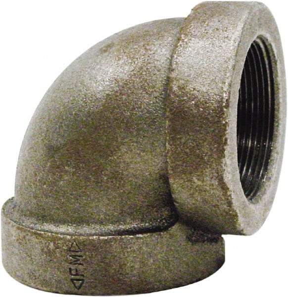 Made in USA - Size 1-1/2", Class 125, Cast Iron Black Pipe 90° Elbow - 175 psi, FPT End Connection - Benchmark Tooling