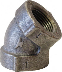 Made in USA - Size 2-1/2", Class 125, Cast Iron Black Pipe 45° Elbow - 175 psi, FPT End Connection - Benchmark Tooling