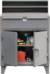 Strong Hold - 1 Drawer Shop Desk - 36 Inch Wide x 28 Inch Deep x 54 Inch High, Dark Gray - Benchmark Tooling