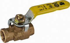 Value Collection - 3/8" Pipe, Full Port, Brass Packing Gland Ball Valve - Inline - Two Way Flow, IPS Ends, Lever Handle, 600 WOG, 150 WSP - Benchmark Tooling