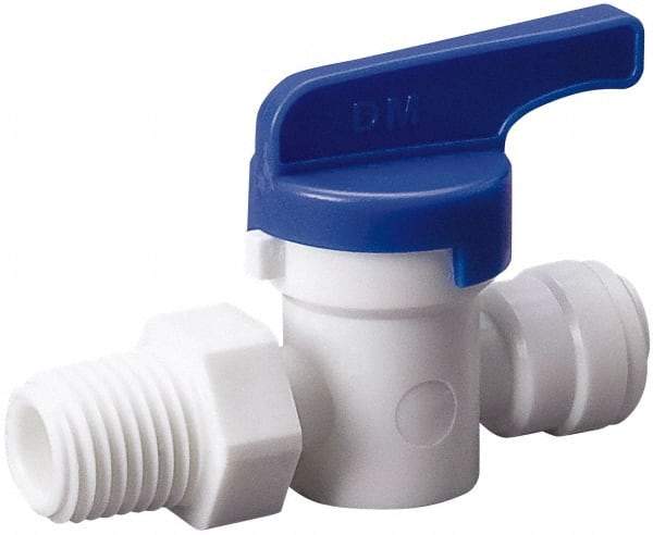 Value Collection - 3/8 x 3/8" Pipe, Full Port, Polysulfone Standard Ball Valve - Inline - Two Way Flow, Push Fit Ends, Lever Handle, 250 WOG, 200 WSP - Benchmark Tooling
