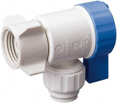 Value Collection - 3/8 x 1/2" Pipe, Full Port, Polysulfone Standard Ball Valve - Inline - Two Way Flow, Push Fit Ends, Lever Handle, 250 WOG, 200 WSP - Benchmark Tooling