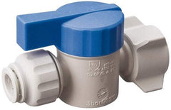Value Collection - 1/4 x 1/2" Pipe, Full Port, Polysulfone Standard Ball Valve - Inline - Two Way Flow, Push Fit Ends, Lever Handle, 250 WOG, 200 WSP - Benchmark Tooling