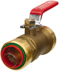 Value Collection - 3/4" Pipe, Full Port, Brass Standard Ball Valve - Inline - Two Way Flow, Push Fit Ends, Lever Handle, 200 WOG, 150 WSP - Benchmark Tooling