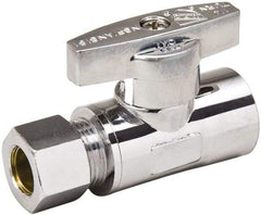 Value Collection - Sweat 1/2 Inlet, 125 Max psi, Chrome Finish, Brass Water Supply Stop Valve - 3/8 Compression Outlet, Straight, Chrome Handle, For Use with Any Water Supply Shut Off Application - Benchmark Tooling