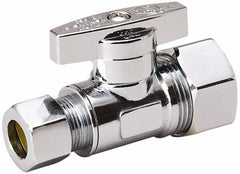 Value Collection - Compression 5/8 Inlet, 125 Max psi, Chrome Finish, Brass Water Supply Stop Valve - 3/8 Compression Outlet, Straight, Chrome Handle, For Use with Any Water Supply Shut Off Application - Benchmark Tooling