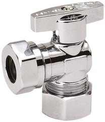 Value Collection - Compression 5/8 Inlet, 125 Max psi, Chrome Finish, Brass Water Supply Stop Valve - 7/16 Compression Outlet, Angle, Chrome Handle, For Use with Any Water Supply Shut Off Application - Benchmark Tooling