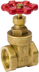 Value Collection - 1-1/4" Pipe, Class 150, IPS Brass Wedge Compact Gate Valve - 200 WOG, 200 WSP, Screw Over Bonnet, For Use with Water, Oil & Gas - Benchmark Tooling